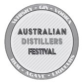 Circular logo for the Australian Distillers Festival with text and a silver border.