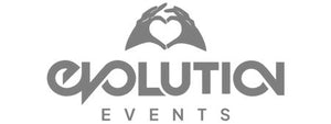 Logo of Evolution Events with hands holding a heart above the text.