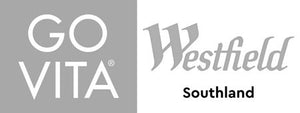 Logos of GO VITA and Westfield Southland on a gray background