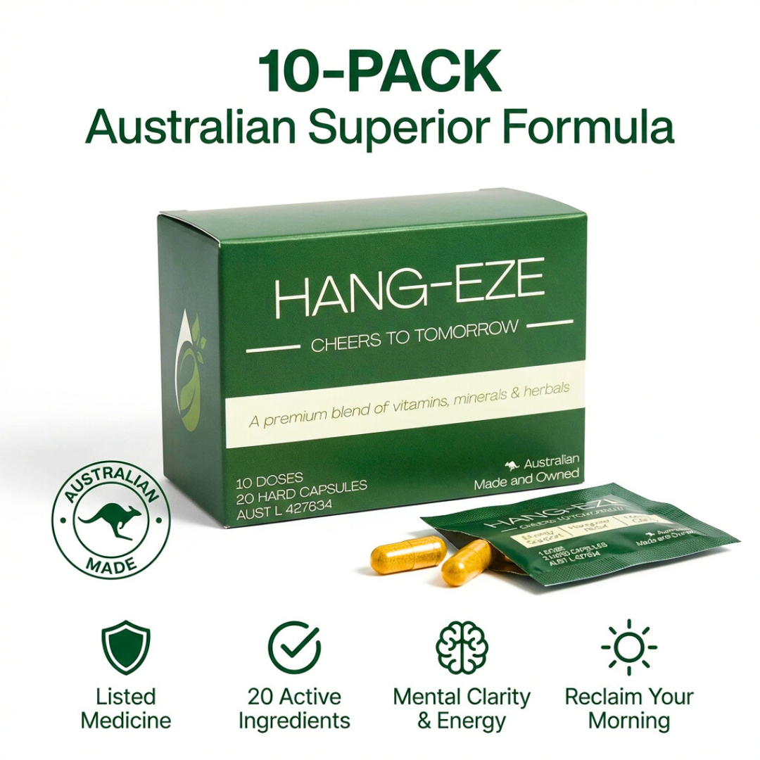 Box of HANG-EZE with packaging and capsules on a white background