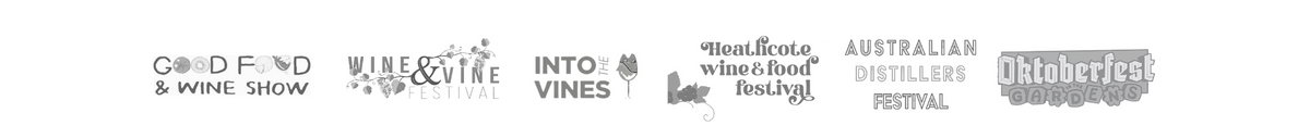 Collection of logos and text related to wine and alcohol consumption on a white background